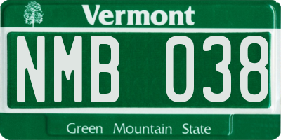 VT license plate NMB038