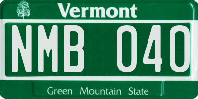 VT license plate NMB040