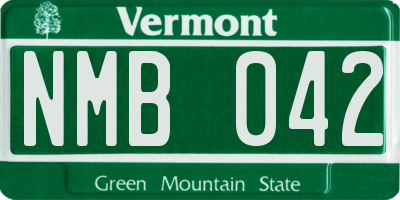 VT license plate NMB042