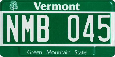 VT license plate NMB045