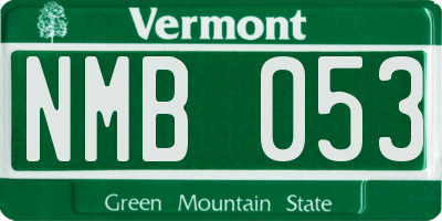 VT license plate NMB053