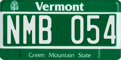 VT license plate NMB054