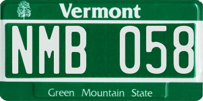 VT license plate NMB058