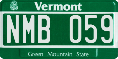 VT license plate NMB059