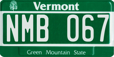 VT license plate NMB067