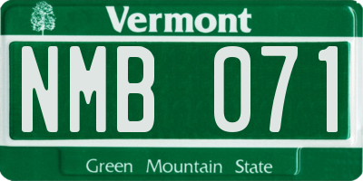 VT license plate NMB071
