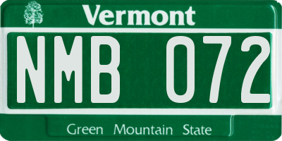 VT license plate NMB072