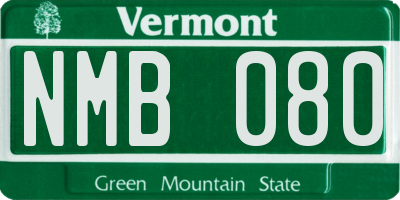 VT license plate NMB080