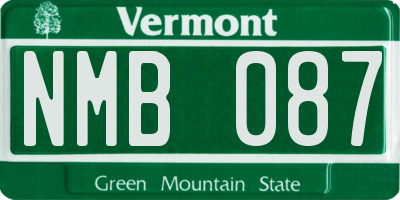 VT license plate NMB087