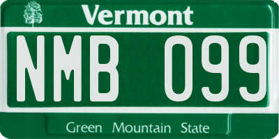 VT license plate NMB099