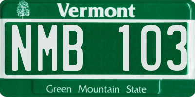 VT license plate NMB103