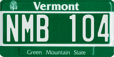 VT license plate NMB104
