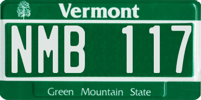 VT license plate NMB117