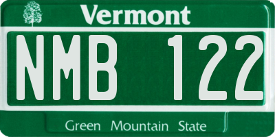VT license plate NMB122