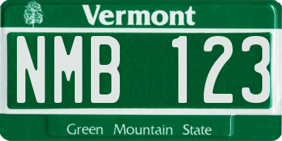 VT license plate NMB123