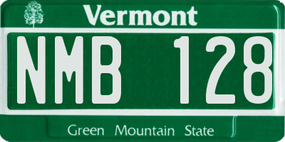 VT license plate NMB128