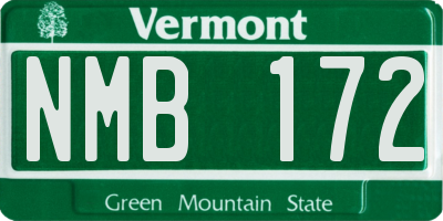 VT license plate NMB172