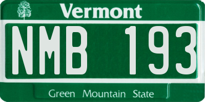VT license plate NMB193
