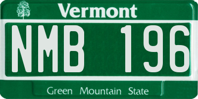 VT license plate NMB196