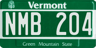 VT license plate NMB204
