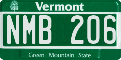 VT license plate NMB206