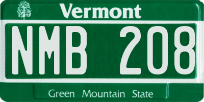 VT license plate NMB208