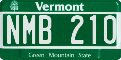 VT license plate NMB210