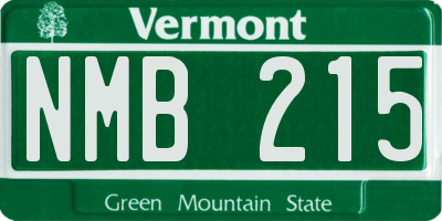 VT license plate NMB215