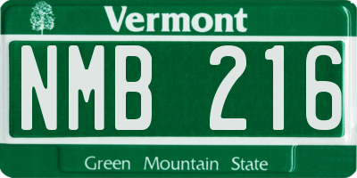 VT license plate NMB216
