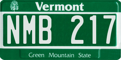 VT license plate NMB217