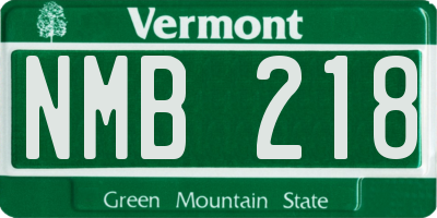 VT license plate NMB218