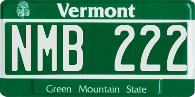 VT license plate NMB222