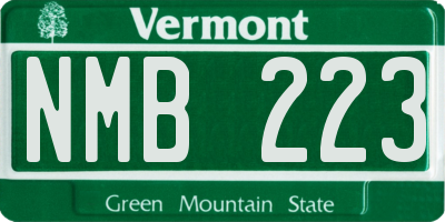 VT license plate NMB223
