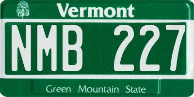 VT license plate NMB227