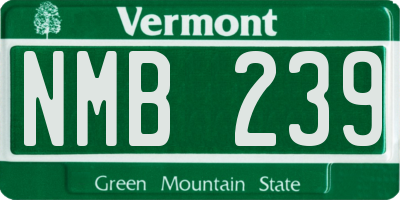 VT license plate NMB239