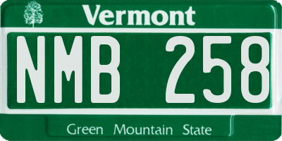 VT license plate NMB258