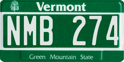 VT license plate NMB274