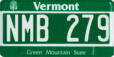VT license plate NMB279