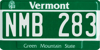 VT license plate NMB283