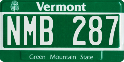 VT license plate NMB287