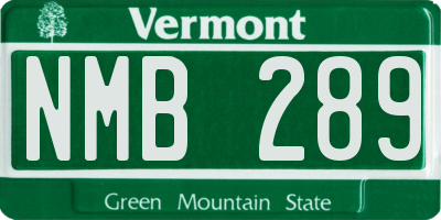 VT license plate NMB289