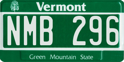 VT license plate NMB296