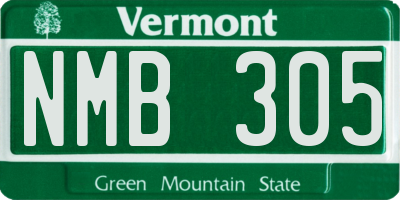 VT license plate NMB305