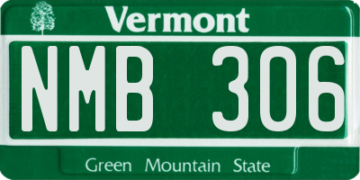 VT license plate NMB306