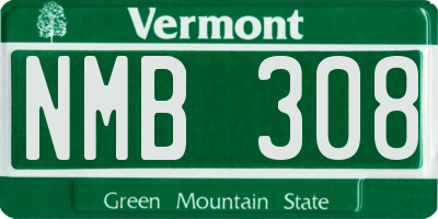 VT license plate NMB308