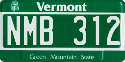 VT license plate NMB312