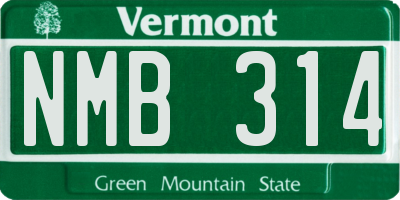 VT license plate NMB314