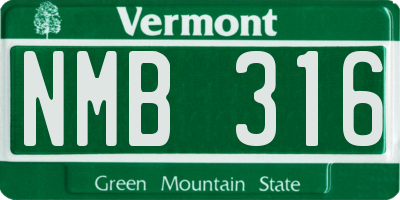 VT license plate NMB316
