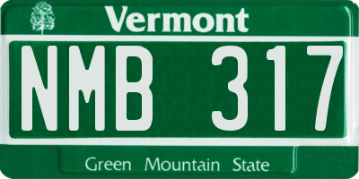 VT license plate NMB317