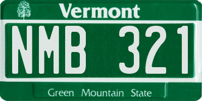 VT license plate NMB321
